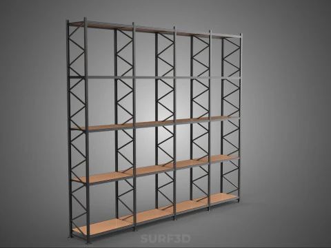 STEEL WOOD WAREHOUSE METAL SHELVING ORGANIZED STORAGE RACK SHELF 3D Model