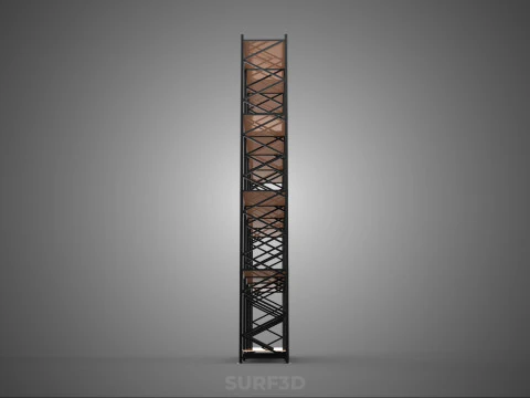 STEEL WOOD WAREHOUSE METAL SHELVING ORGANIZED STORAGE RACK SHELF 3D Model