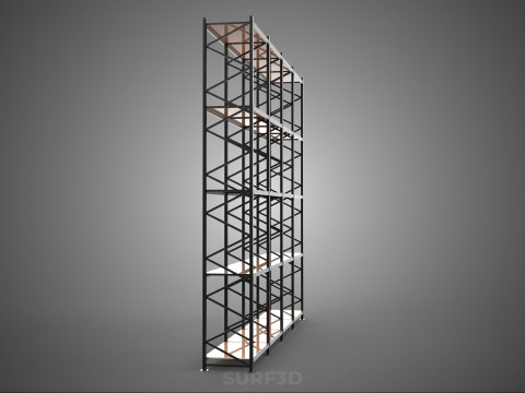 STEEL WOOD WAREHOUSE METAL SHELVING ORGANIZED STORAGE RACK SHELF 3D Model