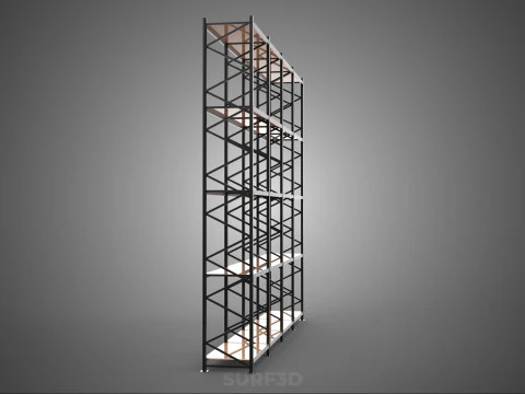 STEEL WOOD WAREHOUSE METAL SHELVING ORGANIZED STORAGE RACK SHELF 3D Model