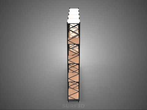 STEEL WOOD WAREHOUSE METAL SHELVING ORGANIZED STORAGE RACK SHELF 3D Model