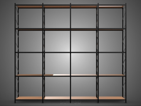 STEEL WOOD WAREHOUSE METAL SHELVING ORGANIZED STORAGE RACK SHELF 3D Model