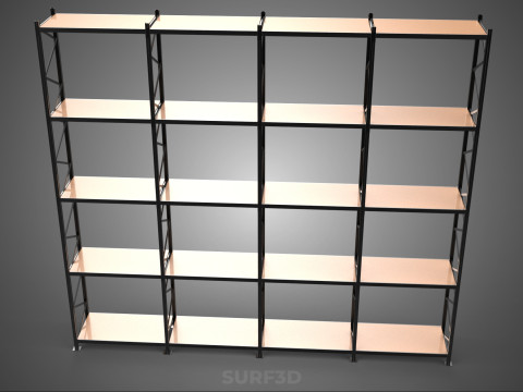 STEEL WOOD WAREHOUSE METAL SHELVING ORGANIZED STORAGE RACK SHELF 3D Model