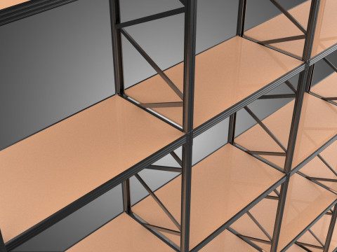 STEEL WOOD WAREHOUSE METAL SHELVING ORGANIZED STORAGE RACK SHELF 3D Model
