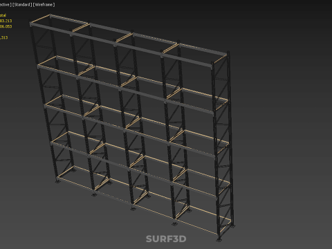 STEEL WOOD WAREHOUSE METAL SHELVING ORGANIZED STORAGE RACK SHELF 3D Model