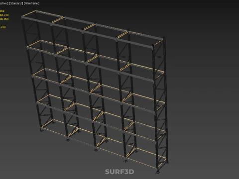 STEEL WOOD WAREHOUSE METAL SHELVING ORGANIZED STORAGE RACK SHELF 3D Model