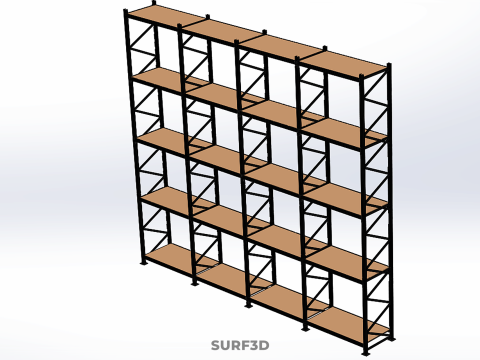 STEEL WOOD WAREHOUSE METAL SHELVING ORGANIZED STORAGE RACK SHELF 3D Model