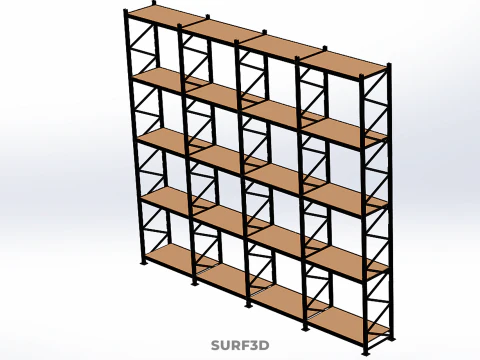 STEEL WOOD WAREHOUSE METAL SHELVING ORGANIZED STORAGE RACK SHELF 3D Model