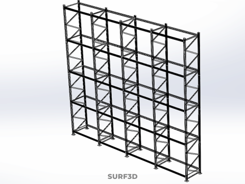 STEEL WOOD WAREHOUSE METAL SHELVING ORGANIZED STORAGE RACK SHELF 3D Model