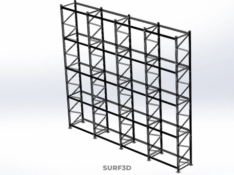STEEL WOOD WAREHOUSE METAL SHELVING ORGANIZED STORAGE RACK SHELF 3D Model