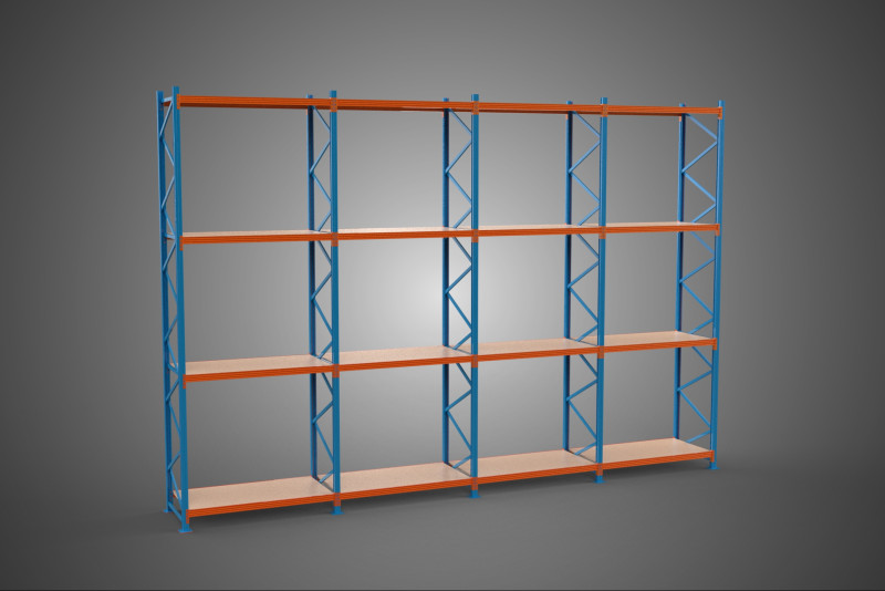 WOOD STEEL WAREHOUSE METAL SHELVING ORGANIZE STORAGE RACK SHELF 3D Model .c4d .max .obj .3ds .fbx .stl .blend 