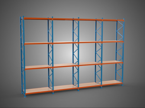 WOOD STEEL WAREHOUSE METAL SHELVING ORGANIZE STORAGE RACK SHELF Model 3D
