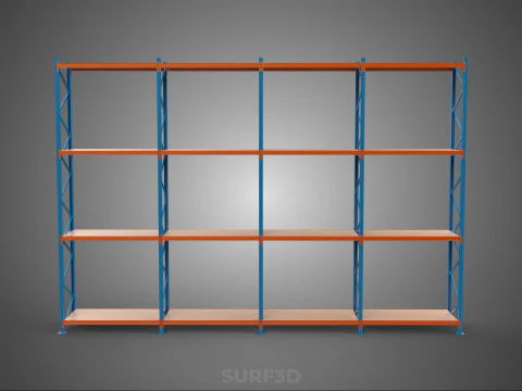 WOOD STEEL WAREHOUSE METAL SHELVING ORGANIZE STORAGE RACK SHELF 3D Model