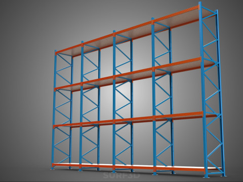 WOOD STEEL WAREHOUSE METAL SHELVING ORGANIZE STORAGE RACK SHELF 3D Model