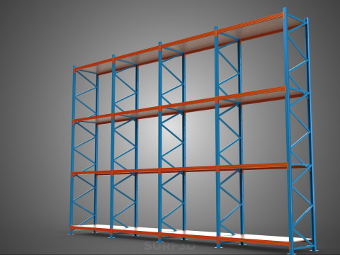 WOOD STEEL WAREHOUSE METAL SHELVING ORGANIZE STORAGE RACK SHELF 3D Model