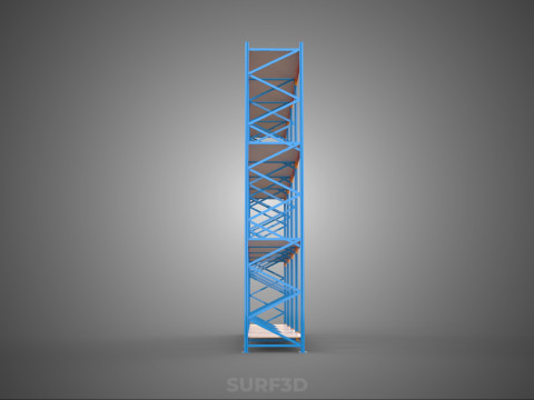 WOOD STEEL WAREHOUSE METAL SHELVING ORGANIZE STORAGE RACK SHELF 3D Model
