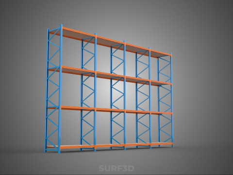 WOOD STEEL WAREHOUSE METAL SHELVING ORGANIZE STORAGE RACK SHELF 3D Model