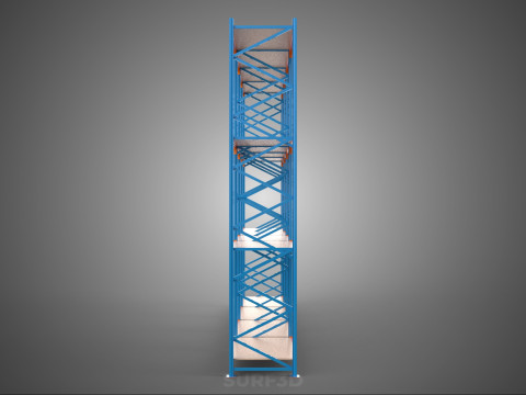 WOOD STEEL WAREHOUSE METAL SHELVING ORGANIZE STORAGE RACK SHELF 3D Model