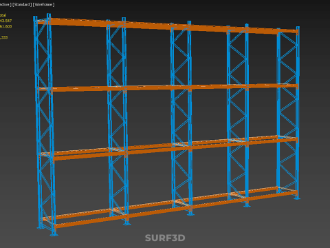 WOOD STEEL WAREHOUSE METAL SHELVING ORGANIZE STORAGE RACK SHELF 3D Model