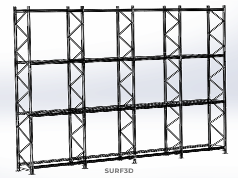 WOOD STEEL WAREHOUSE METAL SHELVING ORGANIZE STORAGE RACK SHELF 3D Model