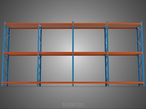 SHELF WOOD STEEL WAREHOUSE METAL SHELVING STORAGE RACK ORGANIZE Modèle 3D