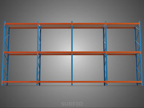 SHELF WOOD STEEL WAREHOUSE METAL SHELVING STORAGE RACK ORGANIZE 3D Model