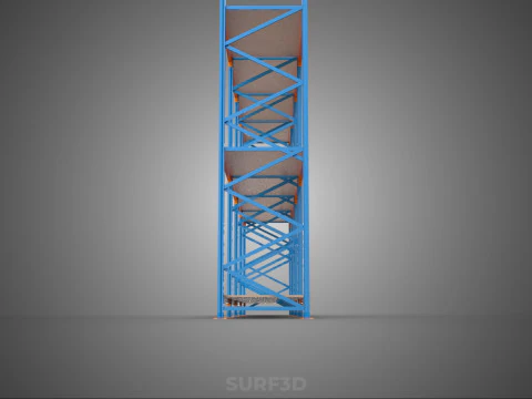SHELF WOOD STEEL WAREHOUSE METAL SHELVING STORAGE RACK ORGANIZE 3D Model