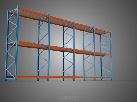 SHELF WOOD STEEL WAREHOUSE METAL SHELVING STORAGE RACK ORGANIZE Modèle 3D