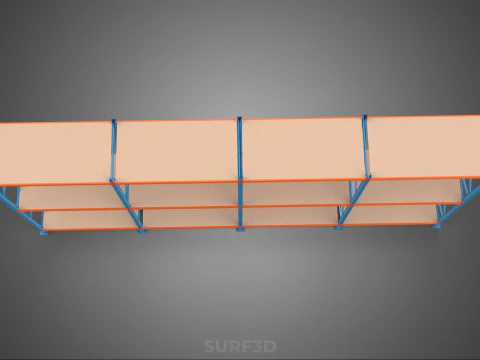 SHELF WOOD STEEL WAREHOUSE METAL SHELVING STORAGE RACK ORGANIZE 3D Model
