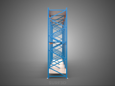 SHELF WOOD STEEL WAREHOUSE METAL SHELVING STORAGE RACK ORGANIZE Modèle 3D
