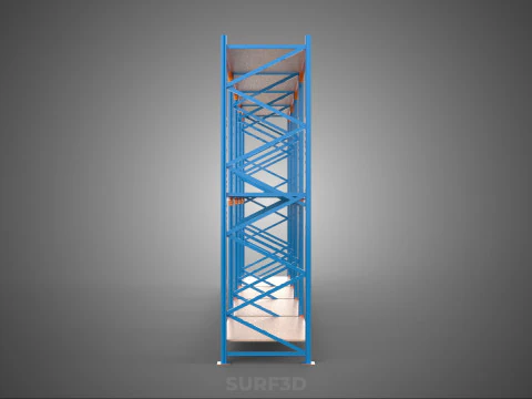SHELF WOOD STEEL WAREHOUSE METAL SHELVING STORAGE RACK ORGANIZE 3D Model