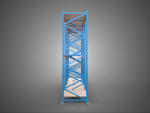 SHELF WOOD STEEL WAREHOUSE METAL SHELVING STORAGE RACK ORGANIZE Modèle 3D