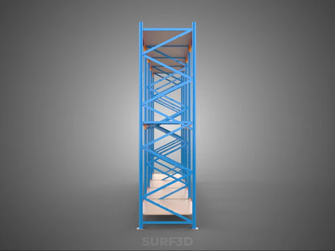 SHELF WOOD STEEL WAREHOUSE METAL SHELVING STORAGE RACK ORGANIZE 3D Model