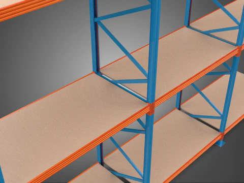 SHELF WOOD STEEL WAREHOUSE METAL SHELVING STORAGE RACK ORGANIZE 3D Model