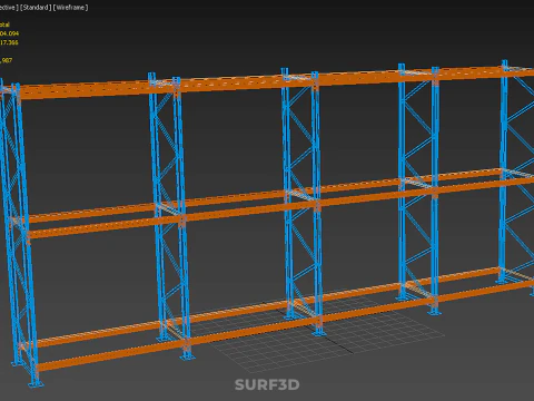 SHELF WOOD STEEL WAREHOUSE METAL SHELVING STORAGE RACK ORGANIZE 3D Model