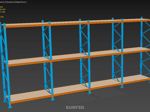 SHELF WOOD STEEL WAREHOUSE METAL SHELVING STORAGE RACK ORGANIZE Modèle 3D