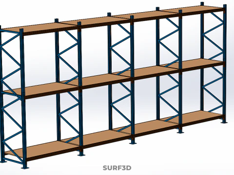 SHELF WOOD STEEL WAREHOUSE METAL SHELVING STORAGE RACK ORGANIZE 3D Model