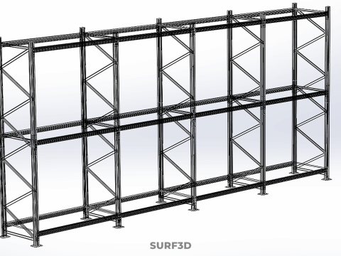 SHELF WOOD STEEL WAREHOUSE METAL SHELVING STORAGE RACK ORGANIZE Modèle 3D