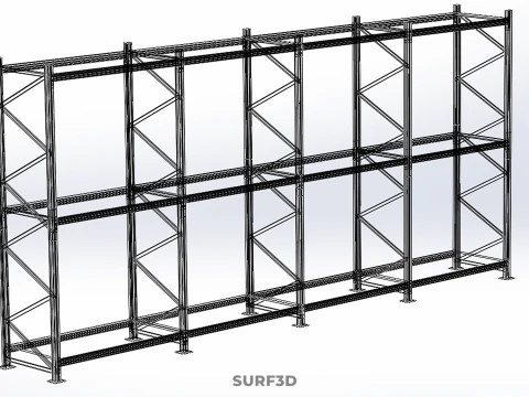 SHELF WOOD STEEL WAREHOUSE METAL SHELVING STORAGE RACK ORGANIZE 3D Model
