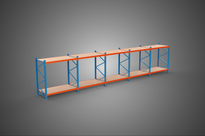 HORIZONTAL WOOD STEEL WAREHOUSE METAL SHELVING STORAGE RACK TRAY 3D Model .c4d .max .obj .3ds .fbx .stl .blend