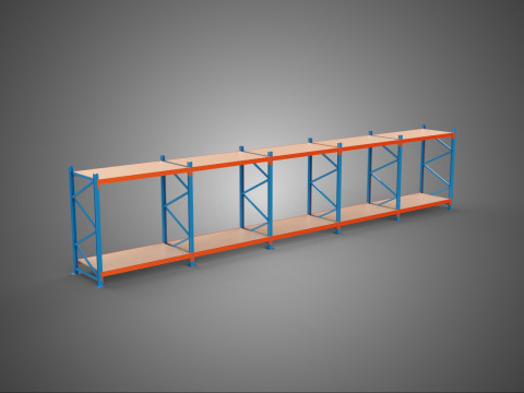 HORIZONTAL WOOD STEEL WAREHOUSE METAL SHELVING STORAGE RACK TRAY 3D Modell