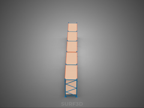 HORIZONTAL WOOD STEEL WAREHOUSE METAL SHELVING STORAGE RACK TRAY 3D Model