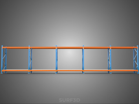 HORIZONTAL WOOD STEEL WAREHOUSE METAL SHELVING STORAGE RACK TRAY 3D Model
