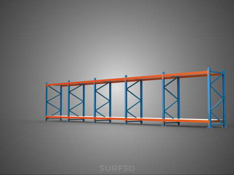 HORIZONTAL WOOD STEEL WAREHOUSE METAL SHELVING STORAGE RACK TRAY 3D Model