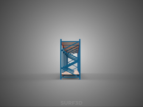 HORIZONTAL WOOD STEEL WAREHOUSE METAL SHELVING STORAGE RACK TRAY 3D Model