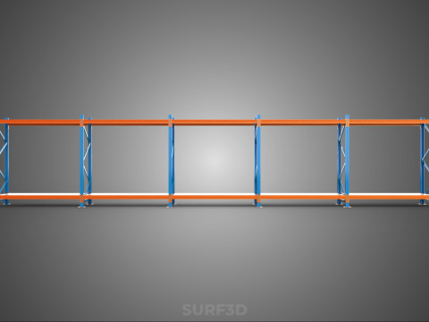 HORIZONTAL WOOD STEEL WAREHOUSE METAL SHELVING STORAGE RACK TRAY 3D Model