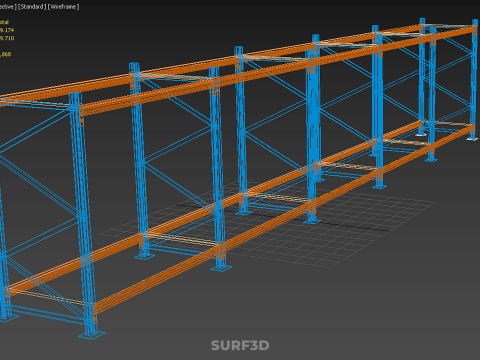 HORIZONTAL WOOD STEEL WAREHOUSE METAL SHELVING STORAGE RACK TRAY 3D Model