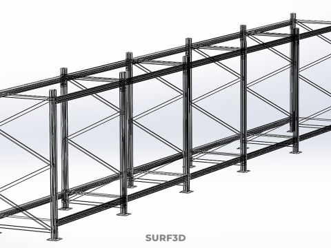 HORIZONTAL WOOD STEEL WAREHOUSE METAL SHELVING STORAGE RACK TRAY 3D Model