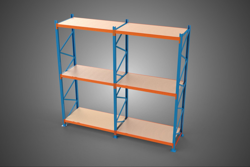 FRAME SHELF WOOD STEEL WAREHOUSE METAL SHELVES STORAGE RACK TRAY 3D Model .c4d .max .obj .3ds .fbx .stl .blend 
