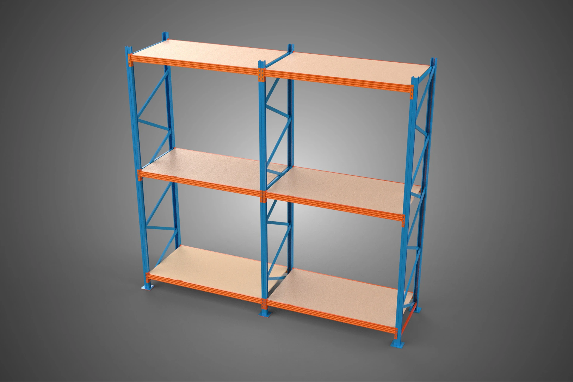 FRAME SHELF WOOD STEEL WAREHOUSE METAL SHELVES STORAGE RACK TRAY 3D Model .c4d .max .obj .3ds .fbx .stl .blend 